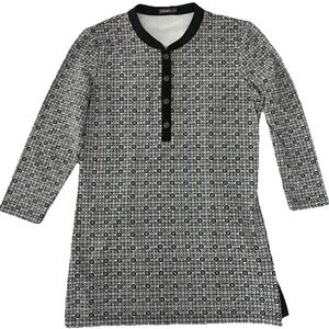 J.McLaughlin Women's Tunic Top Size S Black Multi Geometric Print Catalina Cloth